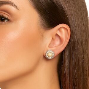 Macy's Gold and Pearl Halo Earrings